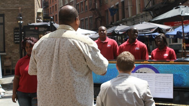 The NYCHA Youth Chorus performs with its director, Larry Matthew, and pianist Brian Neff.